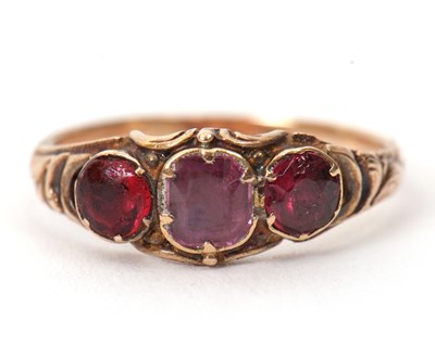 Lot 2 - A 19th century pink sapphire and garnet ring,...