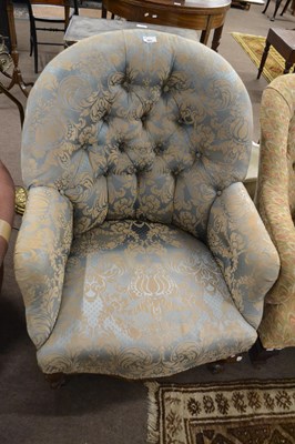 Lot 653 - A Victorian armchair with pale blue and floral...