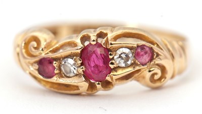 Lot 12 - An early 20th century 18ct ruby and diamond...