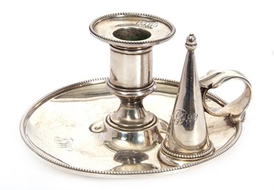 Lot 333a - A Victorian silver chamber stick of circular...