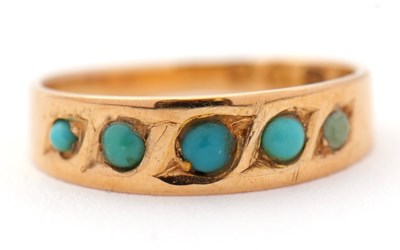 Lot 73 - A late Victorian turquoise ring, set with five...