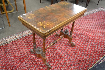 Lot 687 - Victorian walnut veneered and inlaid card...