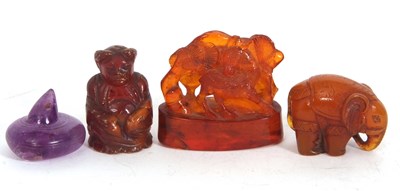 Lot 114 - Mixed Lot:  An small antique carved amber...