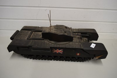 Lot 42 - LARGE WOODEN MODEL OF A TANK