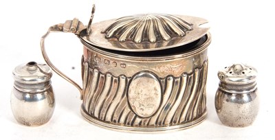 Lot 142 - Mixed Lot: Late Victorian silver drum mustard...