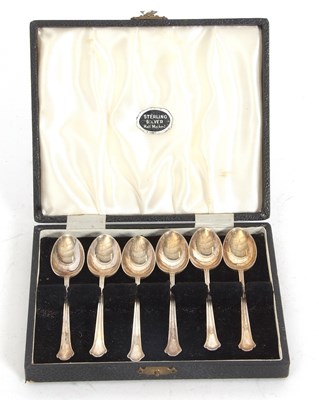 Lot 154 - A cased set of six silver teaspoons hallmarked...