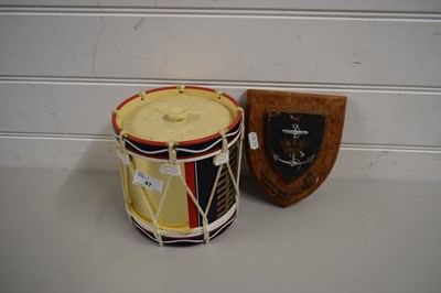 Lot 47 - SMALL DRUM AND SHIELD FOR WOMEN'S ROYAL NAVAL...
