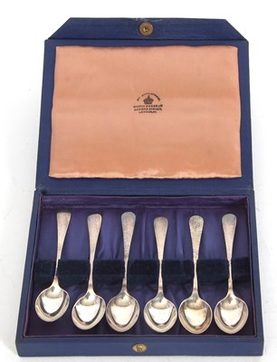 Lot 157 - A cased set of six George VI silver teaspoons,...