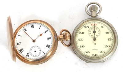 Lot 210 - A Lemania stopwatch together with a Elgin...