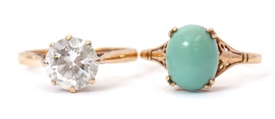 Lot 38 - Two 9ct rings: to include a turquoise cabochon...