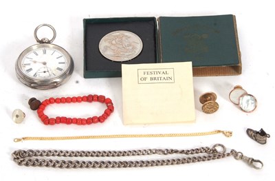 Lot 216 - Mixed Lot: A white metal pocket watch and...