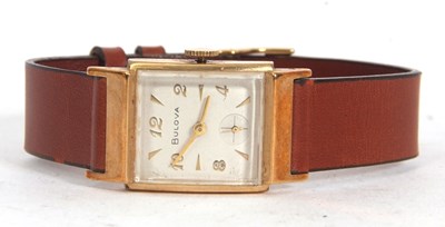 Lot 242 - A Bulova gold filled tank wristwatch, manually...