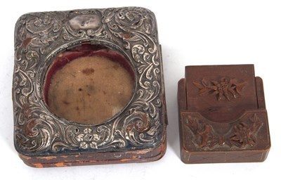 Lot 264 - A carved treen pocket watch travel case and...