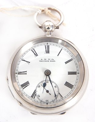 Lot 207A - A Waltham & Co silver cased pocket watch, key...