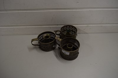 Lot 63 - THREE METAL CANDLE HOLDERS STAMPED MAPPIN &...