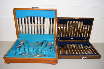 Lot 72 - TWO WOODEN BOXES OF PLATED CUTLERY