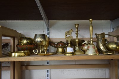 Lot 75 - QUANTITY OF BRASS WARES, SMALL VASES, BOWLS ETC