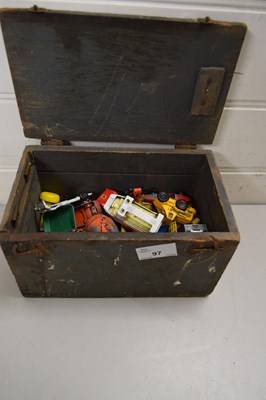 Lot 97 - WOODEN BOX CONTAINING MODEL CARS
