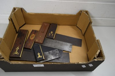 Lot 104 - BOX CONTAINING CARPENTERS SET SQUARES WITH...
