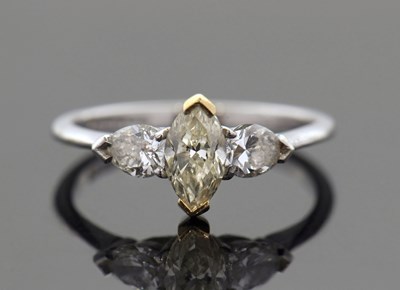 Lot 66 - An 18ct yellow and white diamond ring, the...