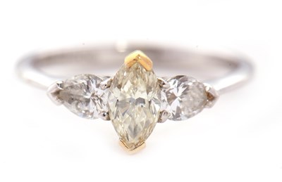 Lot 66 - An 18ct yellow and white diamond ring, the...