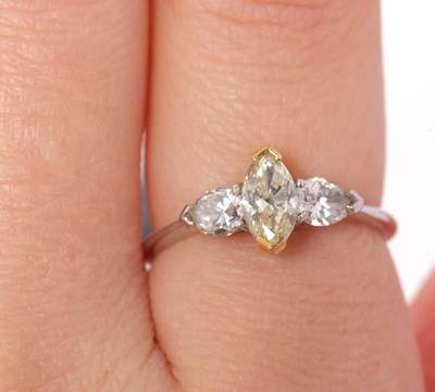 Lot 66 - An 18ct yellow and white diamond ring, the...