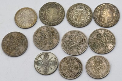 Lot 87 - George V George Vl half crowns (7) & Florins (4)