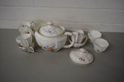 Lot 198 - DERBY POSIES TEA SET WITH CUPS, SAUCERS, TEA POT