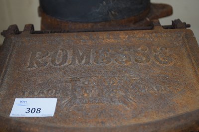 Lot 308 - LARGE ROMESSE CAST IRON STOVE WITH CIRCULAR...