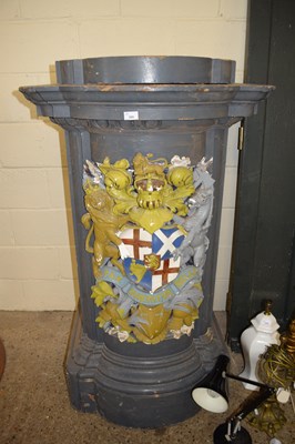 Lot 309 - LARGE PAINTED WOODEN PLINTH OR STAND DECORATED...