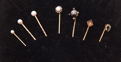 Lot 208 - Seven various stick pins: to include a 'pearl'...