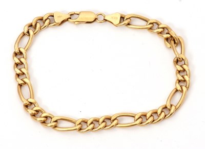 Lot 138 - A figaro bracelet, stamped 750 to both ends,...