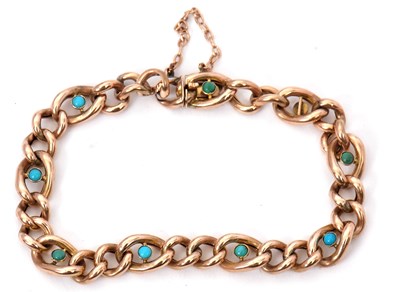 Lot 145 - A turquoise set curblink bracelet, the...