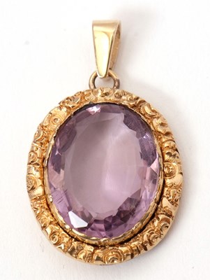 Lot 111 - An amethyst pendant, the oval amethyst in...