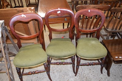 Lot 327 - THREE VICTORIAN BALLOON BACK DINING CHAIRS