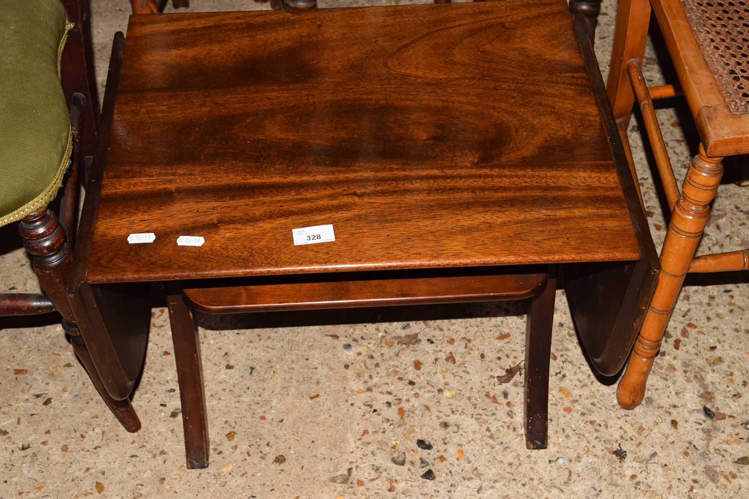 Lot 328 - SMALL MAHOGANY DROP LEAF COFFEE TABLE, 55CM WIDE