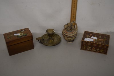 Lot 40 - Group of small wooden boxes and Middle Eastern...