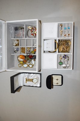 Lot 107 - White jewellery box and various costume jewellery