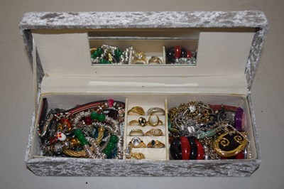 Lot 113 - A plush finish jewellery box and various...