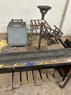 Lot 1010 - Mixed lot of various metal work, coal bucket,...