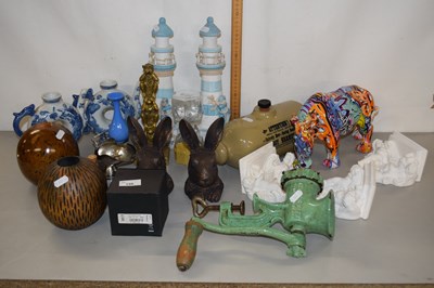 Lot 150 - Mixed Lot: Abstract model Rhino, candle stand,...