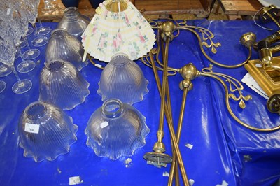 Lot 164 - Group of brass ceiling light fittings with...