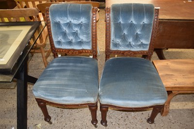 Lot 242 - A pair of late Victorian blue upholstered chairs