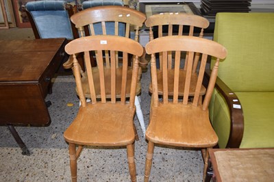 Lot 257 - Four 20th Century beech wood kitchen chairs