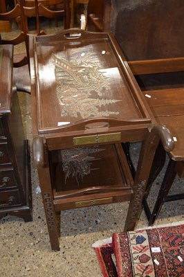 Lot 261 - An Oriental hardwood tea trolley with...