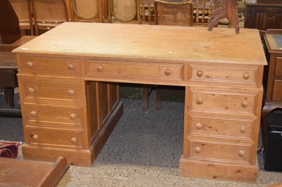 Lot 264 - A large 20th Century pine twin pedestal office...