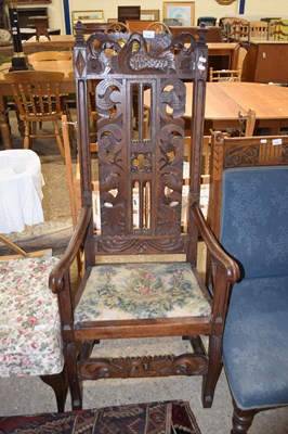 Lot 318 - A late Victorian ecclesiastical style oak high...