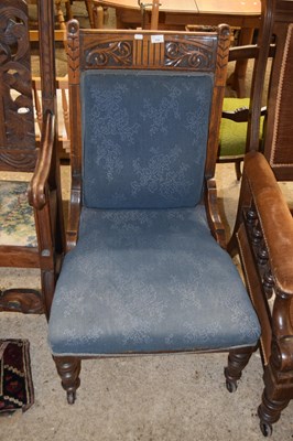 Lot 319 - Late Victorian blue upholstered nursing chair