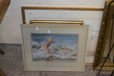 Lot 342 - Mixed Lot: Coloured print of a beach scene,...