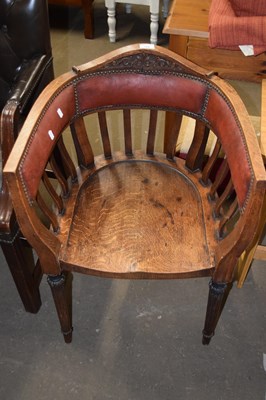 Lot 700 - An early 20th Century oak framed and leather...